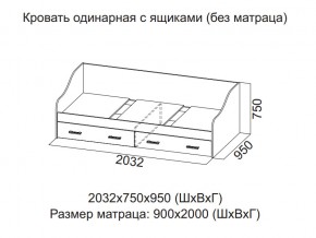 Кровать одинарная с ящиками (Без матраца 0,9*2,0) в Кудымкаре - kudymkar.magazin-mebel74.ru | фото